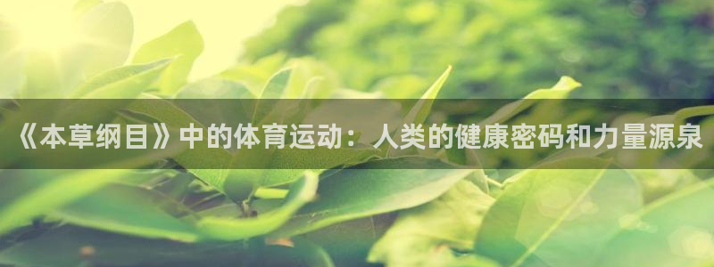 678体育：《本草纲目》中的体育运动：人类的健康密码和力量源泉